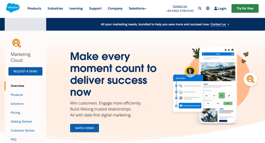 Salesforce Marketing Cloud homepage