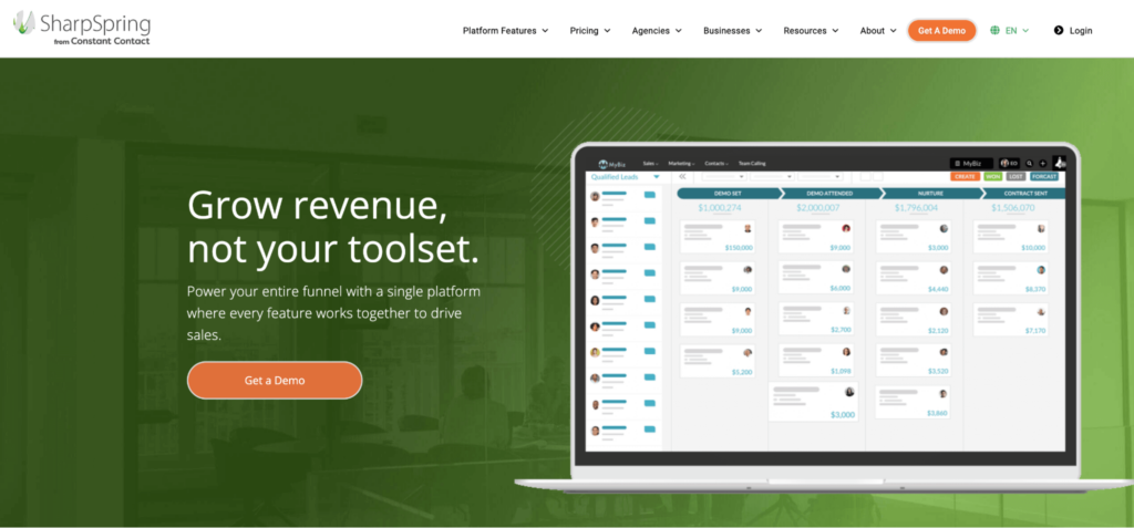 SharpSpring homepage