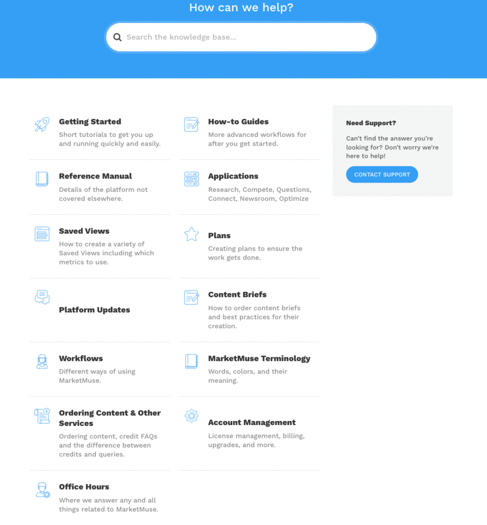 Overview of MarketMuse knowledge library