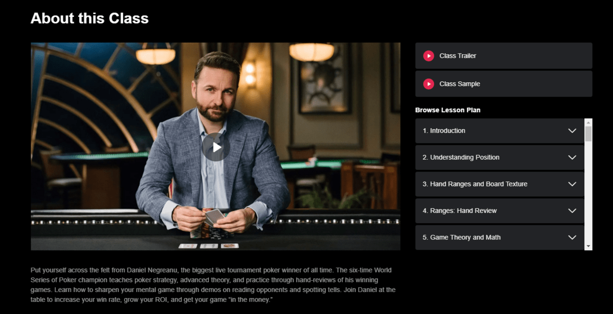 Negreanu’s MasterClass lessons.