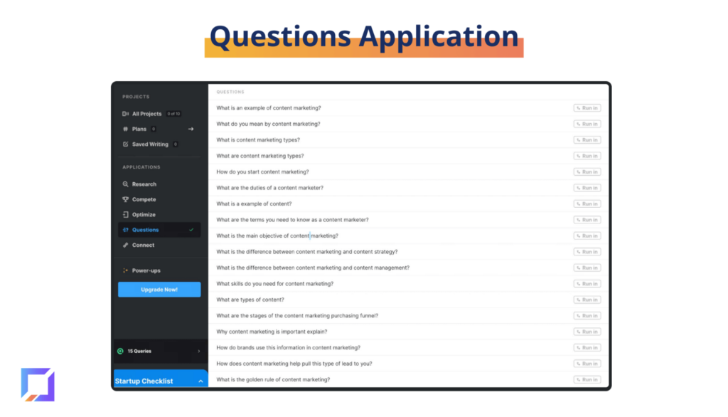 How the questions application works