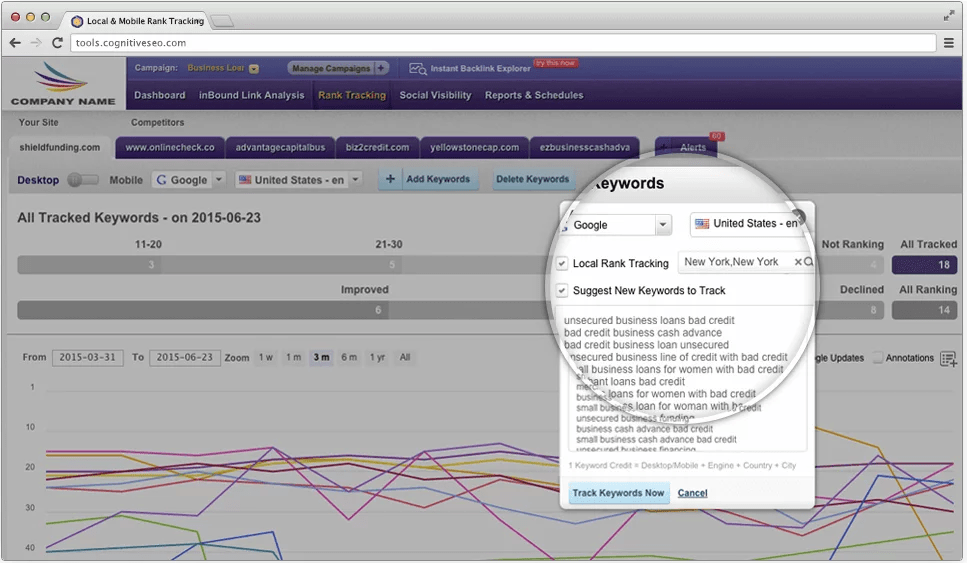 cognitiveSEO keywords
