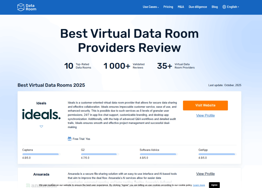 Virtual data room providers review.