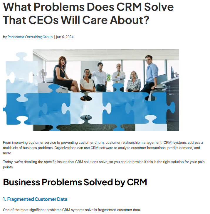 Blog post about the problems that CRMs can solve

