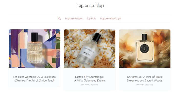 Screenshot shows demand gen blog posts by Scent Split.